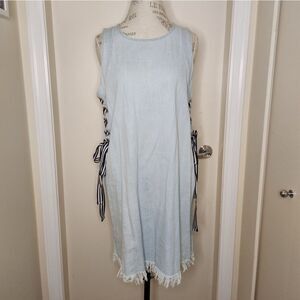 Corset ribbon sleeveless denim dress